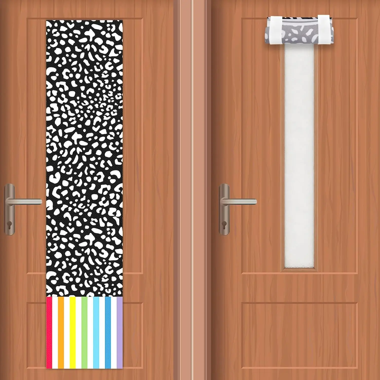 2 count Composition Notebook Stripe Classroom Curtains for Door Window Cover Decor Classroom Blackout Door Window Lockdown for Office  Primary  to School Teachers