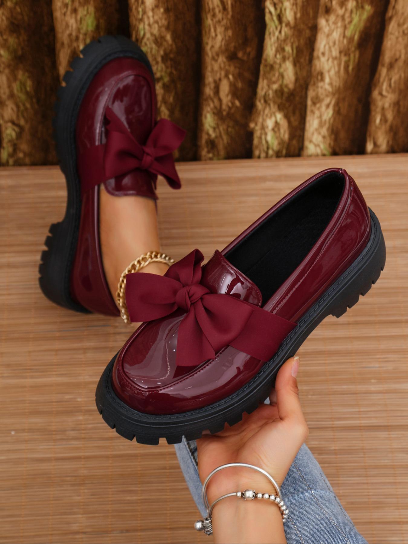 Women's Fashionable Bowknot Decorated Slip on Loafers, Casual Comfortable PU Leather Shoes for Daily Wear, Lightweight Breathable Shoes for Women & Girls, Bowknot Design Shoes