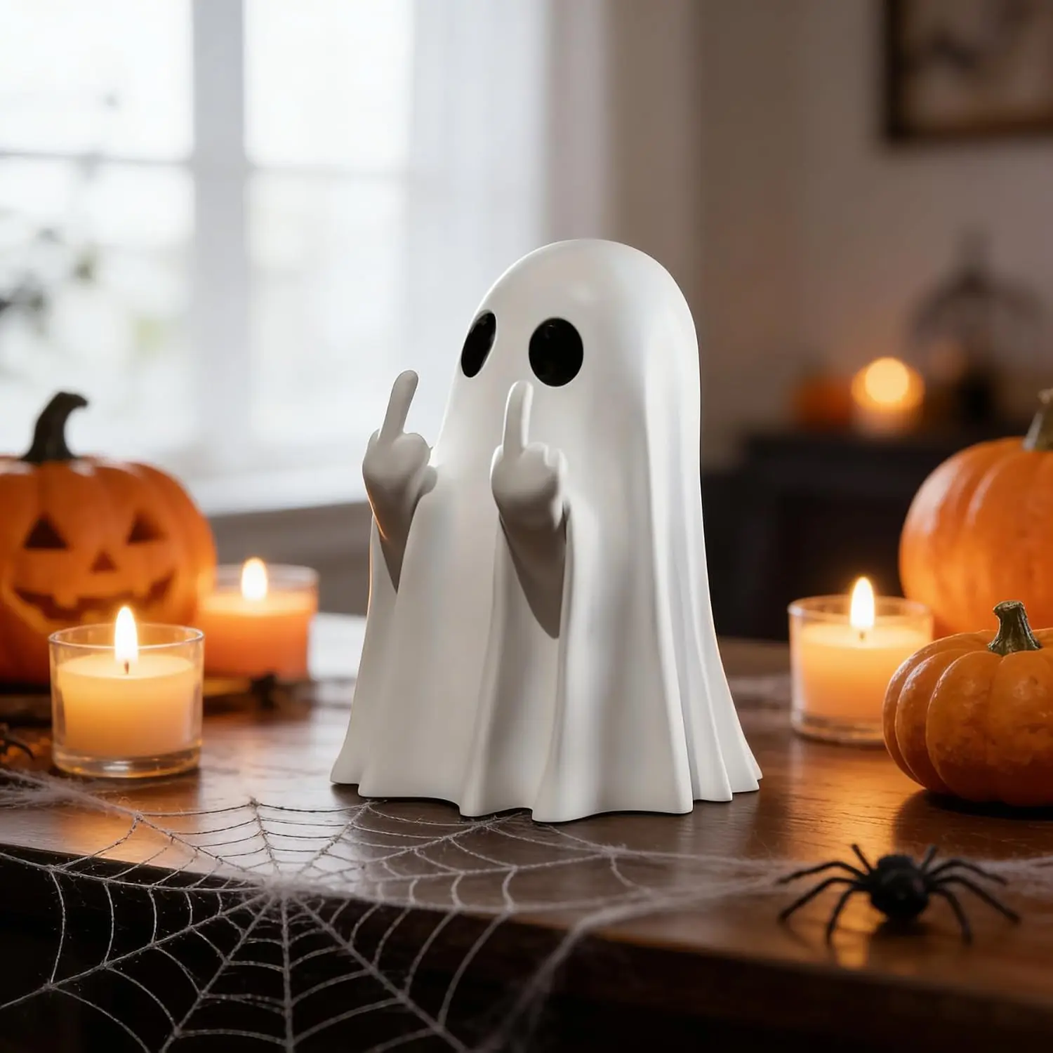 Ceramic Halloween Ghost Figurine - Magical, Spooky, Cute Statue for Home, Desk Decoration, Wedding Gift | Indoor Home Decor Supplies