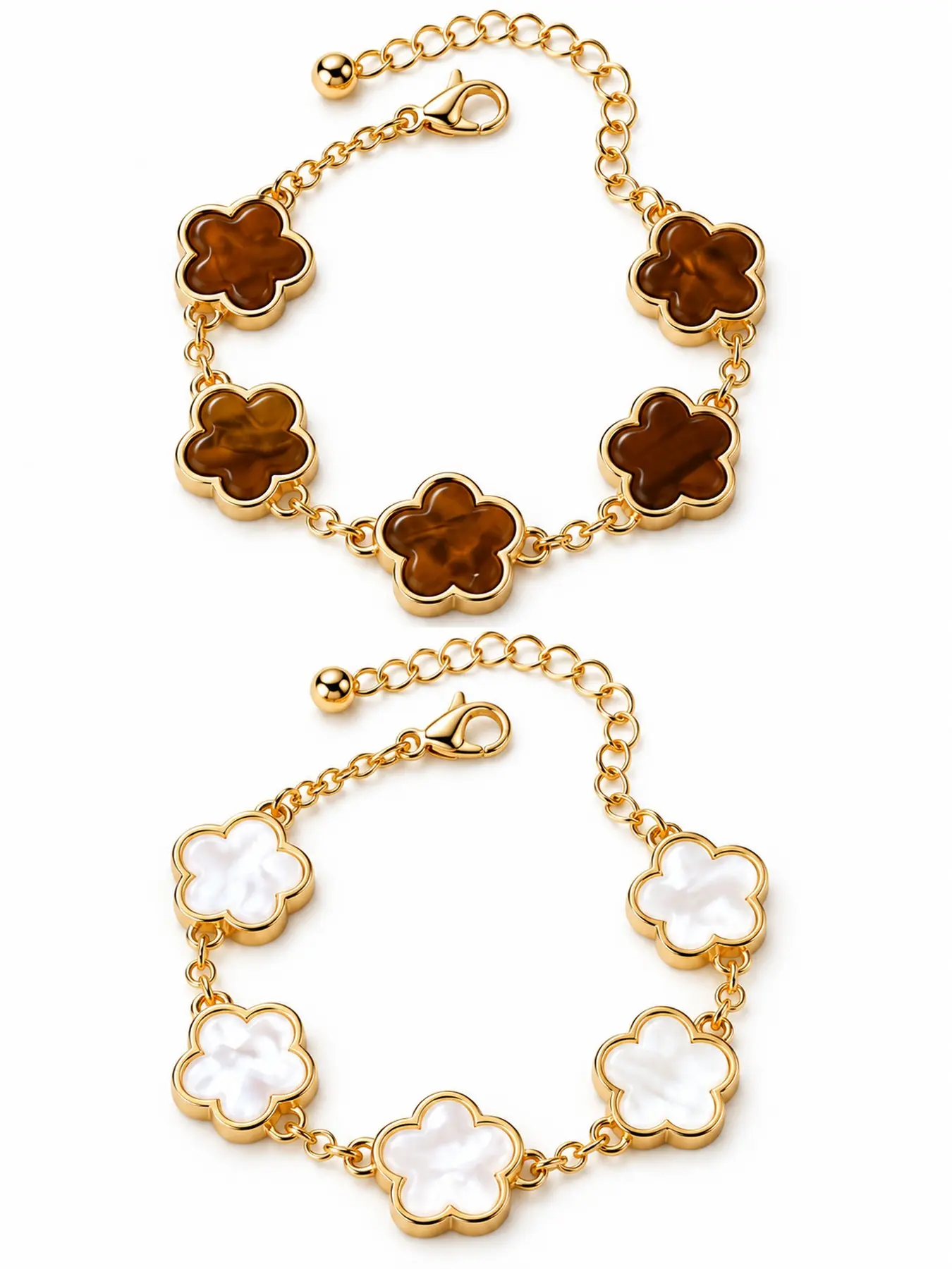 2 Piece Set, Fashion Classic Style, / Clover Bracelet, Luxury Hand Chain, Valentine's Day Gift, Daily Wear Jewelry, Stacking Bracelet