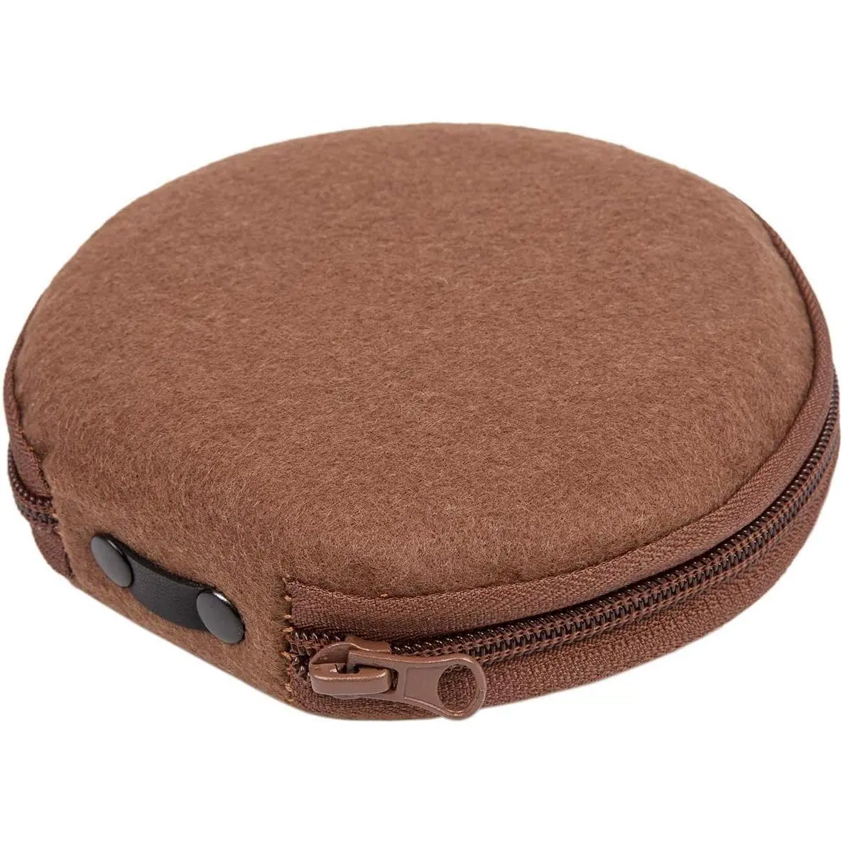 Round Felt Small CD/DVD Storage Wallet - Home Accessories, Home Organizer Storage Bag with 20-Capacity Disc Holder, Brown