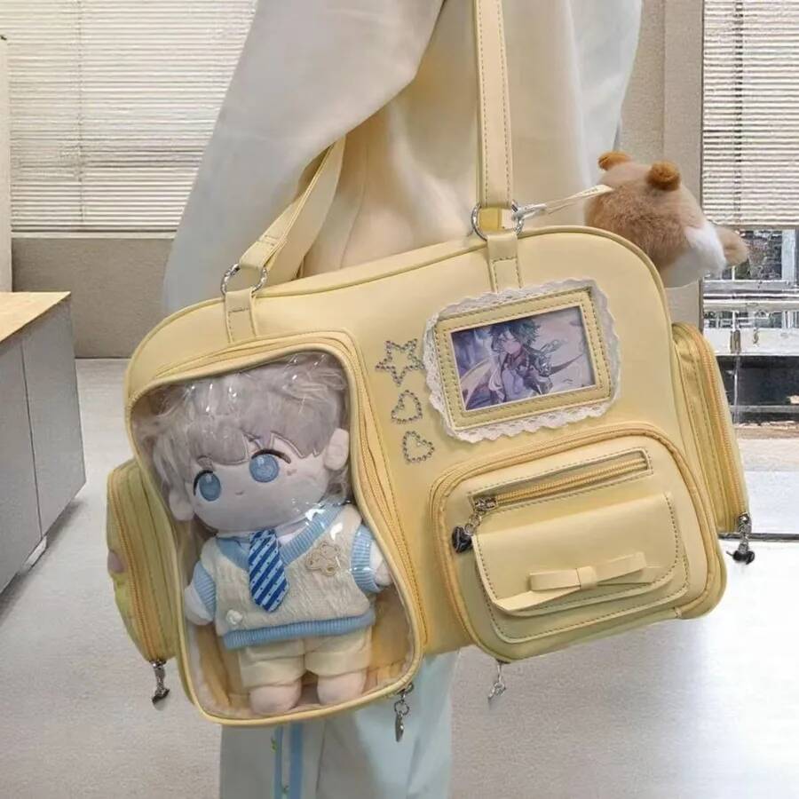 New Y2K Cute Itabag Comic Exhibition Large Capacity Backpack Sweet Girl Transparent Crossbody Bag DIY Badge Display Shoulder Bag