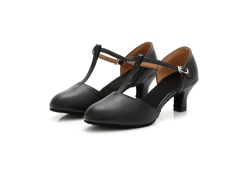 Women's Latin Ballroom Dance Heels |   Lightweight T-Strap Synthetic Faux Leather |   Cushioned Insole & Durable Faux Leather Sole |   All-Season Comfort for Weddings, Parties, Performances