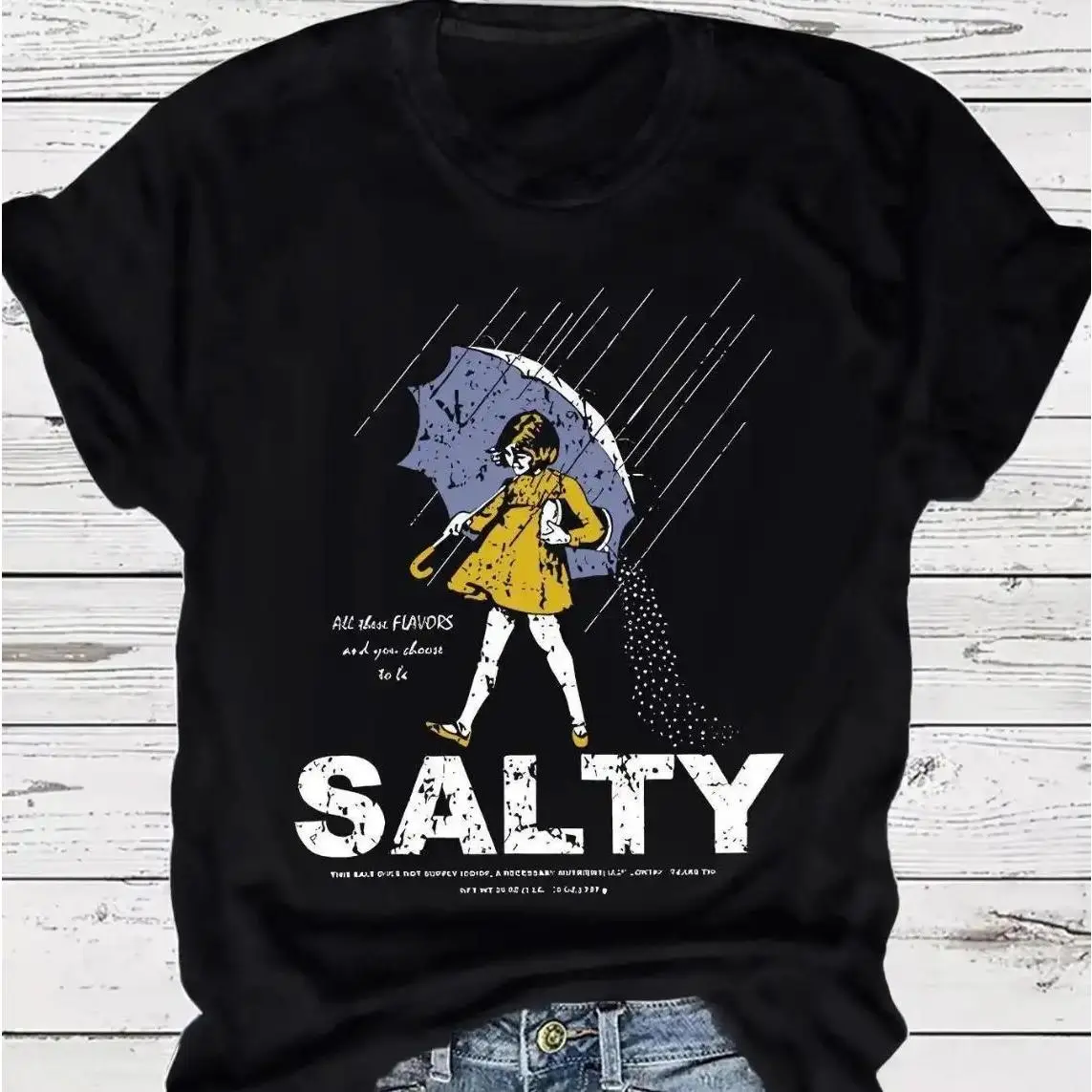 Women's Umbrella & Sality Girl Print Round Neck Tee, Vintage Trendy Casual Lightweight Knit Fitted Short Sleeve T-shirt for Daily Wear, Everyday, Ladies Summer, Top, Womenswear