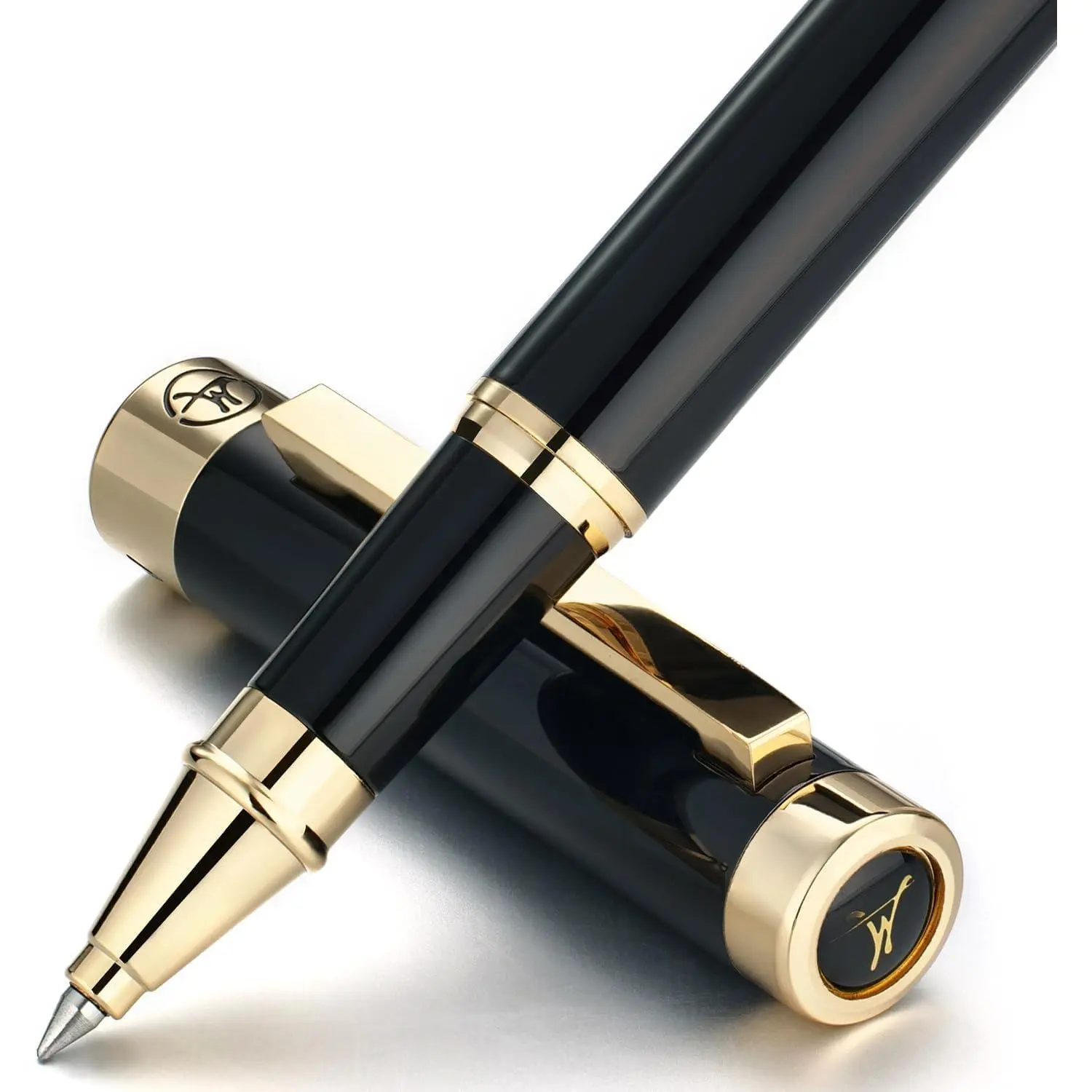 Black Rollerball Pen With 24K  Finish, Luxury Grade Craftsmanship Pen,  888F Ink Refill, Exquisite Men's And Women's  Pen Set, Professional, Writing, Executive,Office, Nice Pen