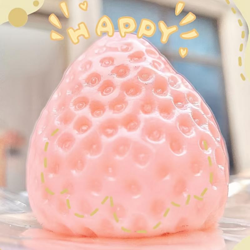 Strawberry Shaped Squeezing and Pinching Music, Silicone Imitation, Mud Like Soft, Hand Squeezed DIY Handmade Crystal Set Toy
