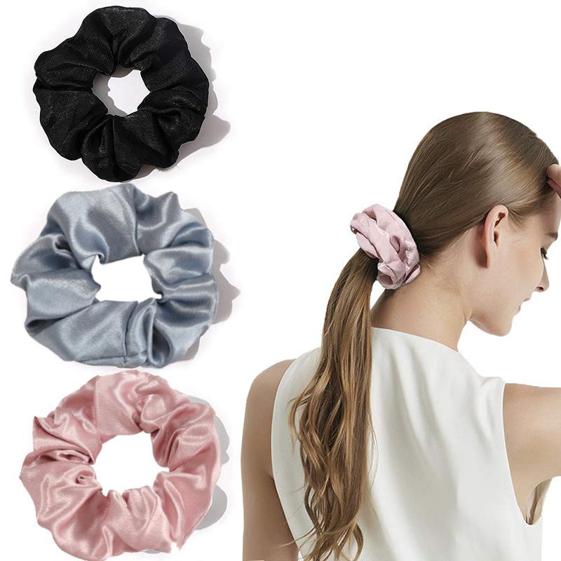 Hot Selling Solid Satin Scrunchies, French Style Hair Ties, Soft Silk Hair Accessories for Women Girls Ponytail Holder