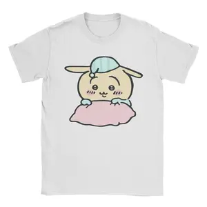 Cartoon Chiikawas Kawaii  T-Shirt Men Hachiware Usagi Pure Cotton Tee Shirt Round Neck Short Sleeve T Shirts Graphic Clothes