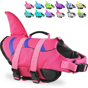 Dog Life Jacket Shark, Adjustable Ripstop Dog Life Vest, Swimming Safety Vest with Superior Buoyancy & Rescue Handle for Small Medium Large Dogs, for Swim, Pool, Beach, Boating