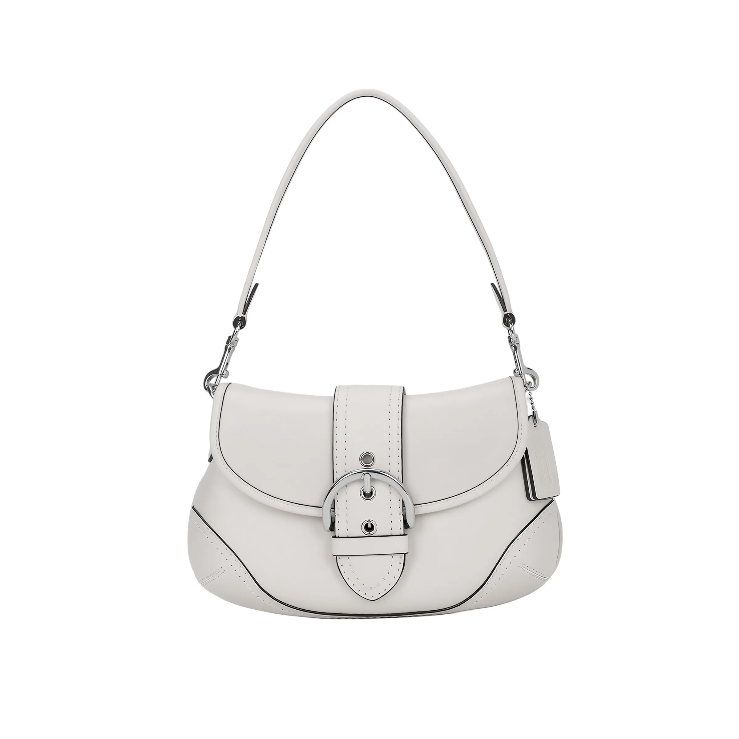 COACH Soho 26 Logo Leather Tote Bag for Women, Large Shoulder Handbag in Pink and White