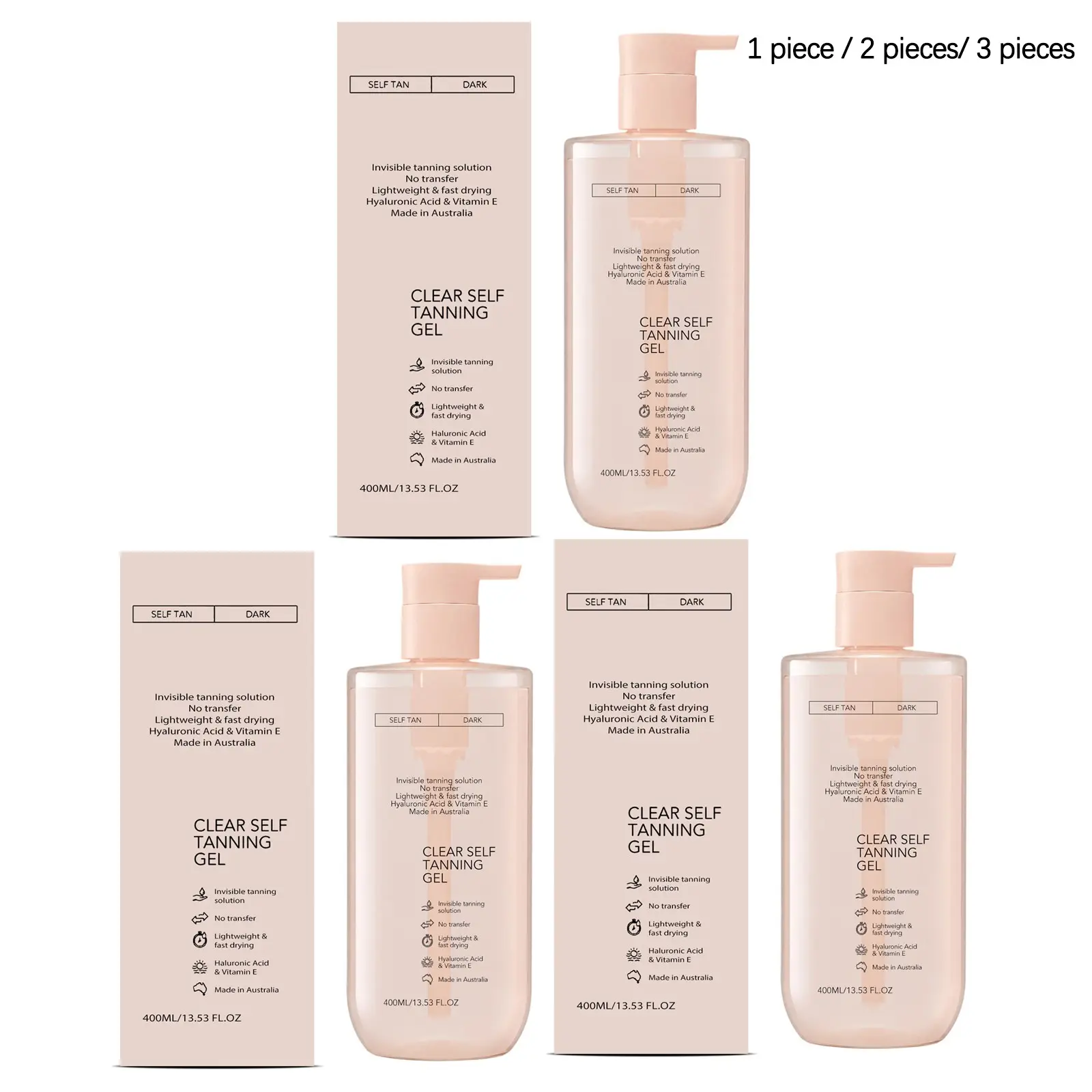 Tanning Gel (400ML/400ML*2/400ML*3), Hydrating & Nourishing Skin, Natural Bronzed Look, Moisturizing Tanning Gel for Radiant Complexion