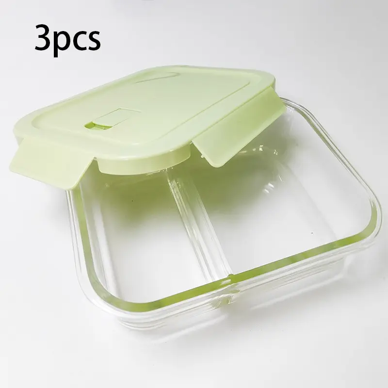 Glass Food Containers Set3 Pack Rectangle & Round Microwave Safe Lunch Boxes Airtight Leakproof Bento Boxes for Home Office School Reusable Storage Containers with Lids