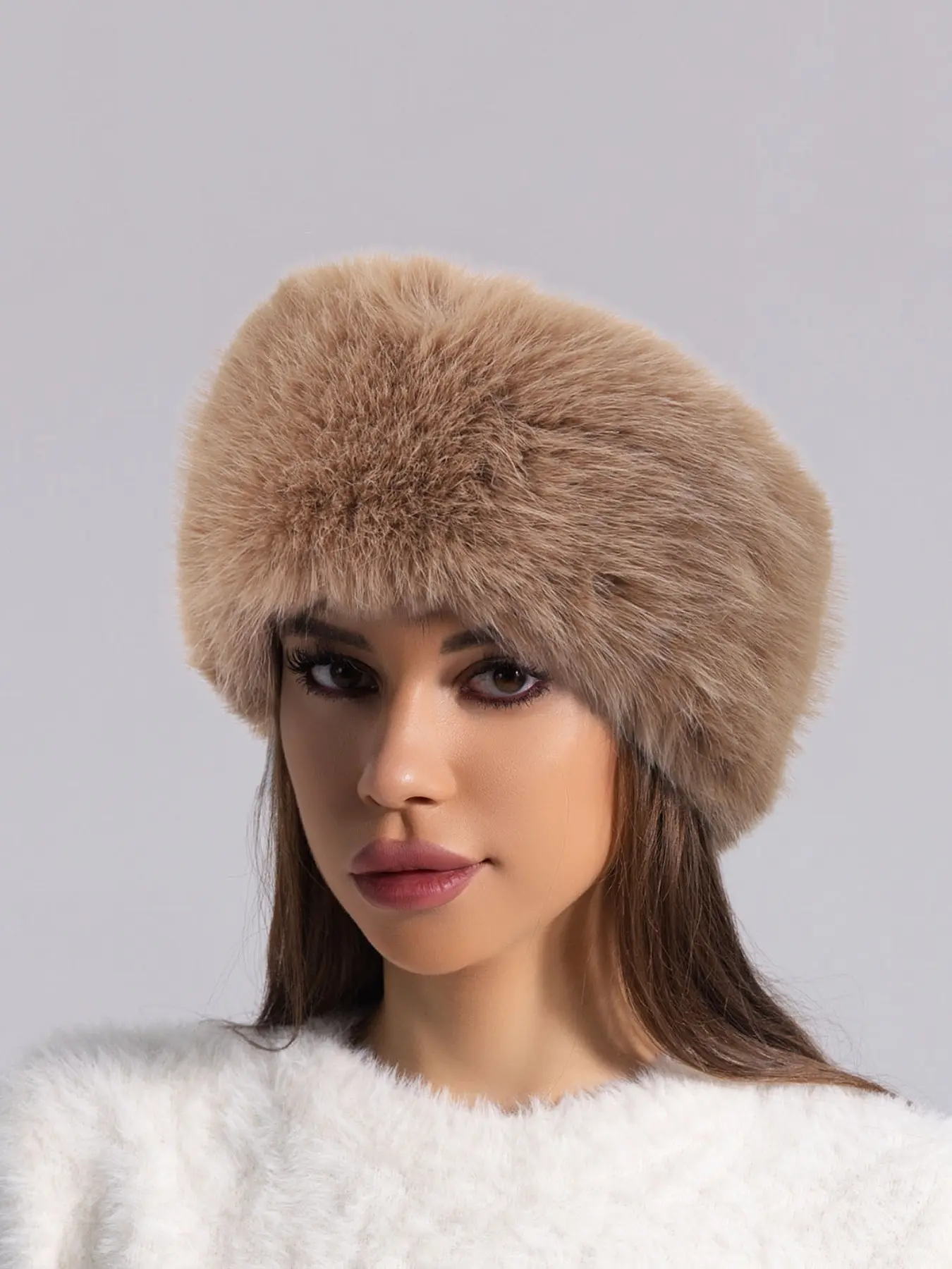 Fluffy Hollow Top Hat, Thickened Winter Cap, Warm Ear Protector, Versatile Fuzzy Hair Accessory, Fall & Winter Headwear, Cap Included