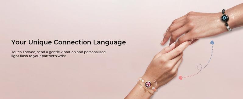 TOTWOO Long Distance Touch Bracelets for Couples, Vibration and Light for Love Couples, Gifts for Girlfriend, Bluetooth Pairing, Jewelry