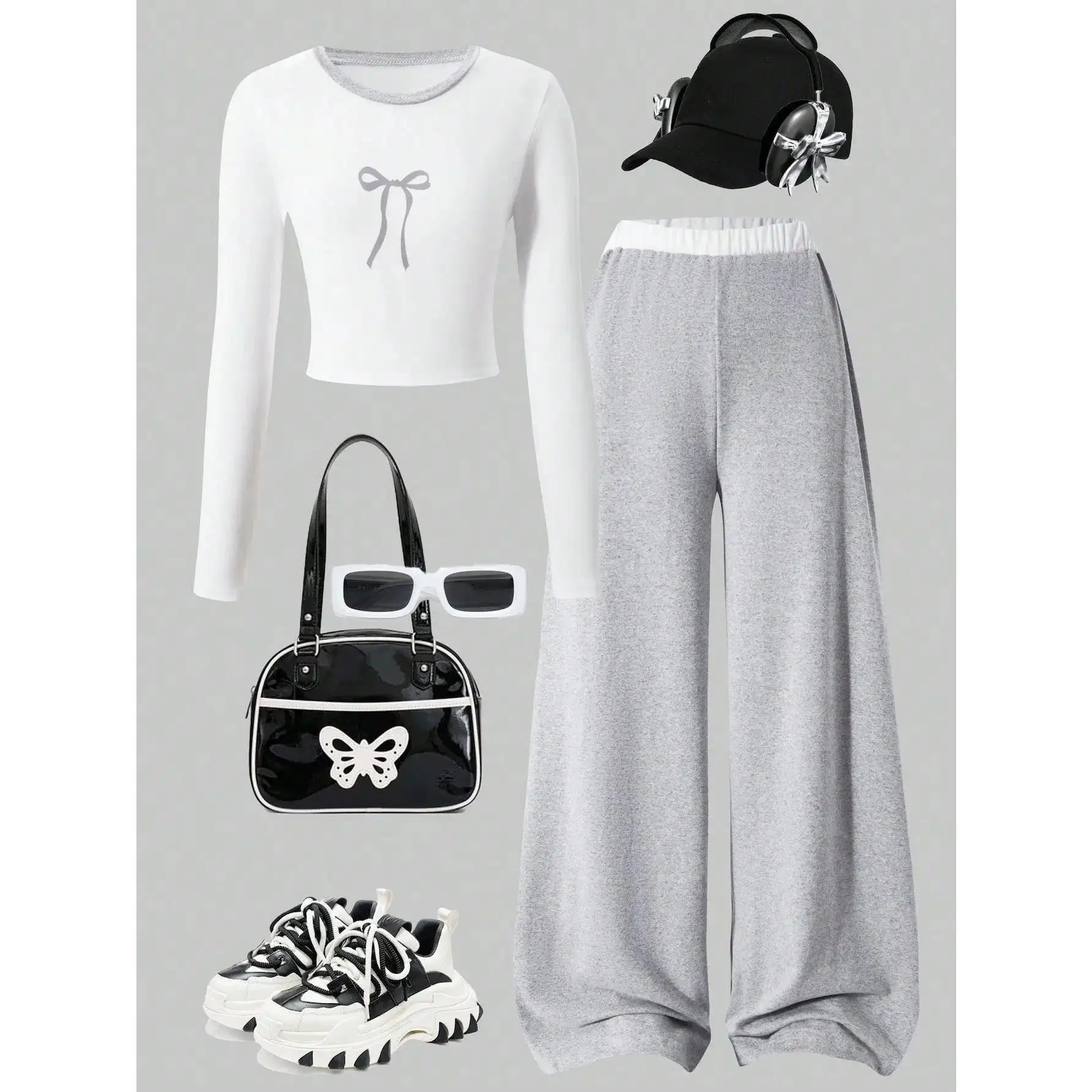 Girls' long-sleeved trousers suit for spring and autumn; children's straight-leg trousers for girls of middle and older