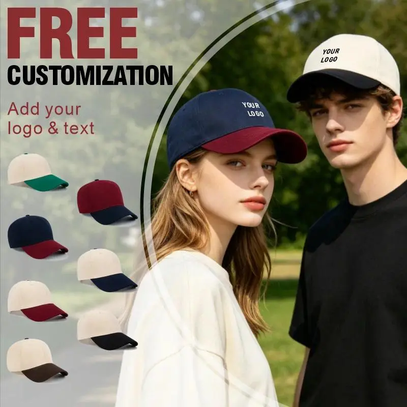 Customized Baseball Cap free print logo Cotton Patchwork Fashion Streetwear Women Men Wholesale Unisex Outdoor Casual HipHop Cap
