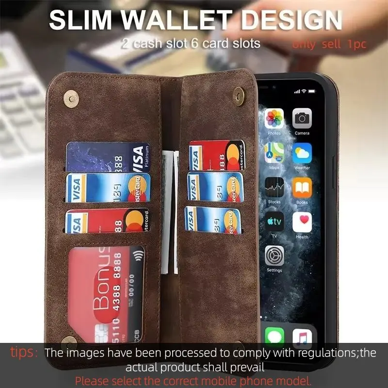 Retro Magnetic Flip Leather Multi Card Phone Case Casing For iPhone 17 16 15 14Plus 13 12 11 Pro Max Wallet Card Slots Cover Accessories
