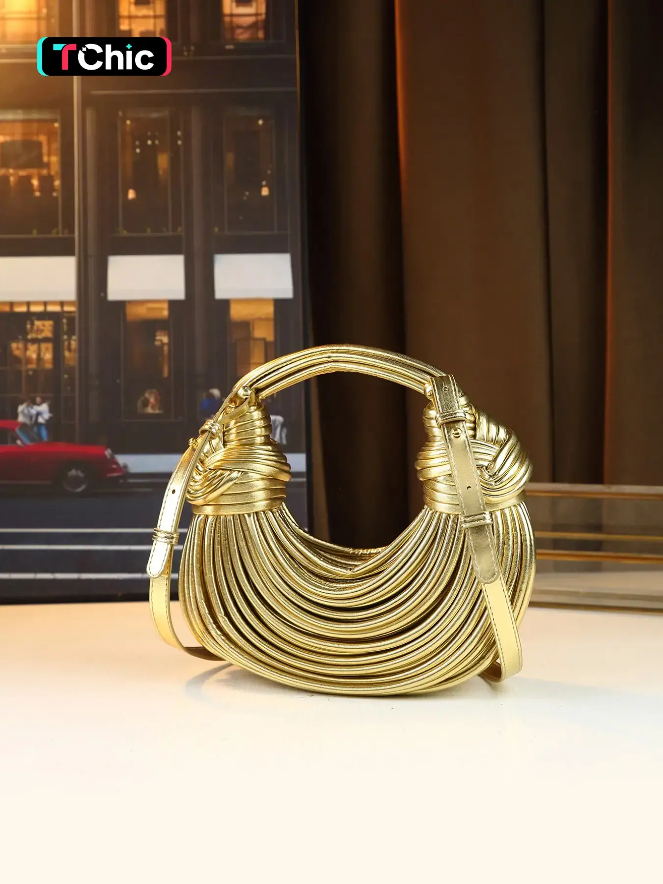 Cross-Border Bestseller Fashion Handwoven Noodle Bag, Women's Evening Party Travel Versatile Shoulder Crossbody Crescent Bag