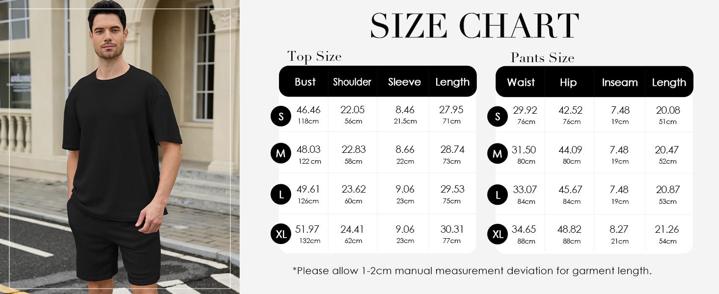 Gihuo Men's 2 Piece Outfits Textured Short Sleeve Shirts & Shorts Set Crewneck Black Elastic Waist Casual Summer Beachwear Comfortable Flexible Menswear Stretch Suits Sun Top Top Gihuo Men's 2 Piece Outfits Textured Short Sleeve Shirts & Shorts Set Crewneck Black Elastic Waist Casual Summer Beachwear Comfortable Flexible Menswear Stretch Suits Sun Top Top