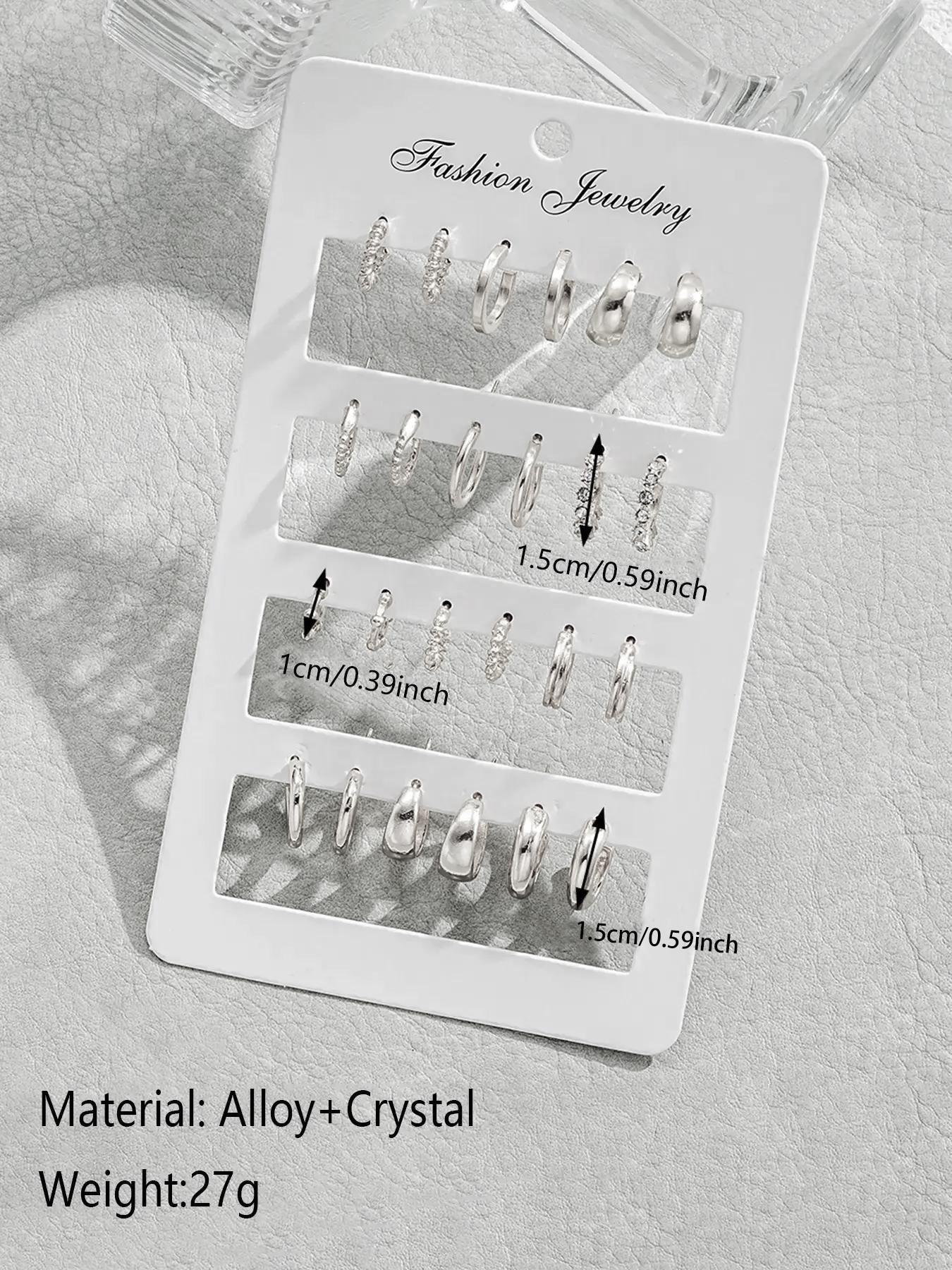 Simple Geometric Design Hoop Earrings, 6/12 Pairs Fashionable Earrings for Women & Girls for Party, Daily Clothing Decor, Trendy All-match & Exquisite Jewelry for Birthday Gift