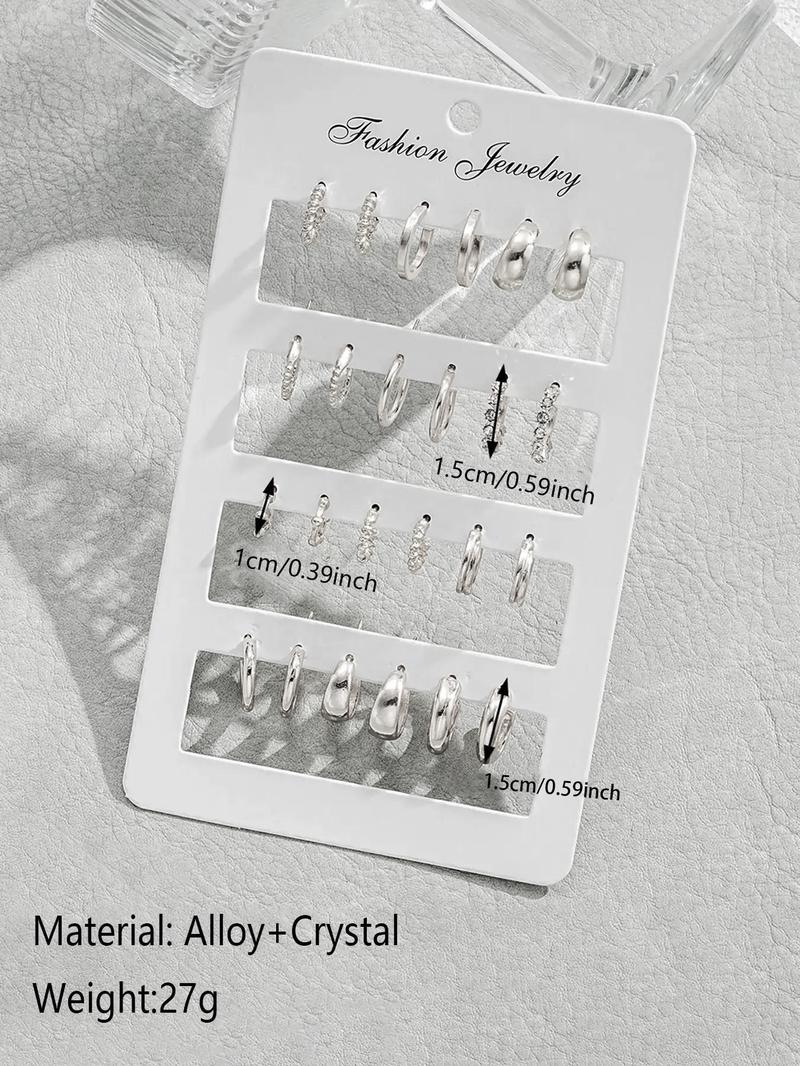 Simple Geometric Design Hoop Earrings, 6/12 Pairs Fashionable Earrings for Women & Girls for Party, Daily Clothing Decor, Trendy All-match & Exquisite Jewelry for Birthday Gift