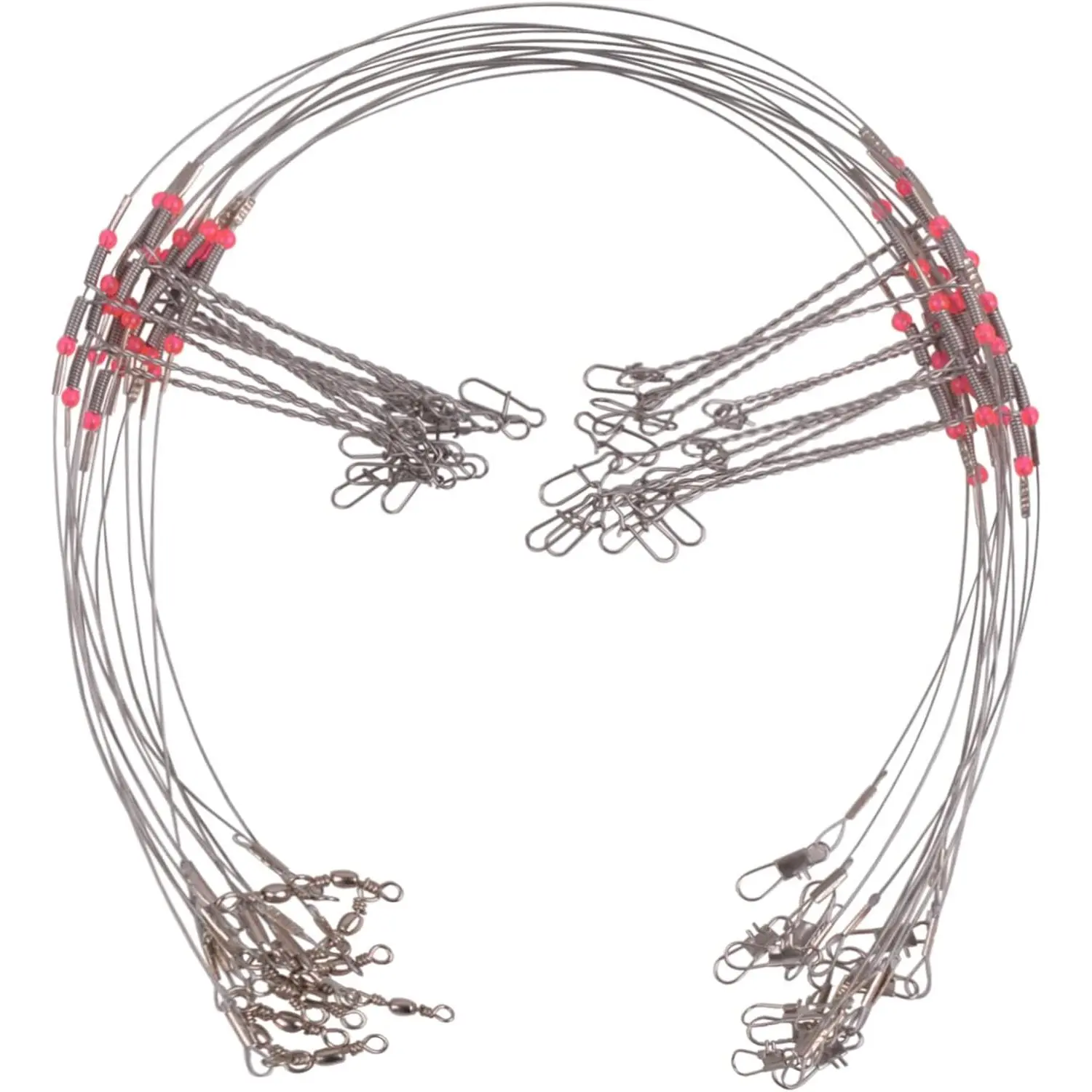 Fishing Leaders, Stainless Steel Fishing Wire Saltwater Tackle  with Swivels Snap Beads for Lures  Hooks High Strength Fishing Leader Wire Gear Equipment 2 Arms 3 Arms