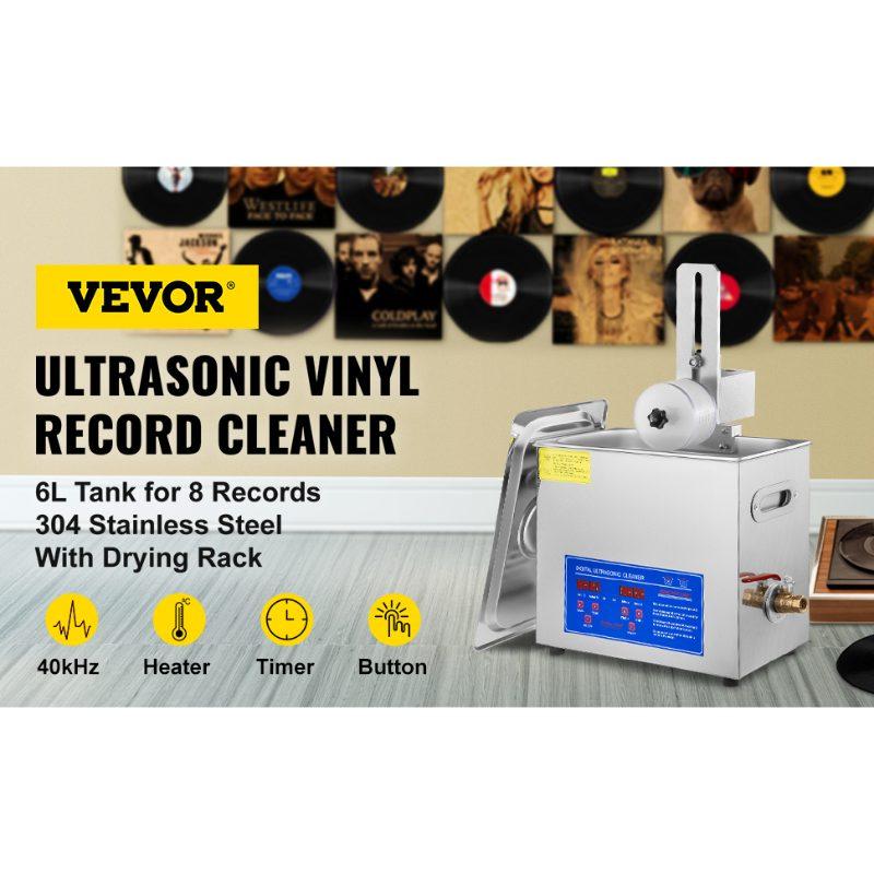 VEVOR Ultrasonic Cleaner 6L Ultrasonic Vinyl Cleaner 7-12 Inch 8 Records Ultrasonic Vinyl Cleaning Machine 180W Ultrasonic Records Cleaner with Drying Rack for Home Store VEVOR Ultrasonic Cleaner 6L Ultrasonic Vinyl Cleaner 7-12 Inch 8 Records Ultrasonic Vinyl Cleaning Machine 180W Ultrasonic Records Cleaner with Drying Rack for Home Store