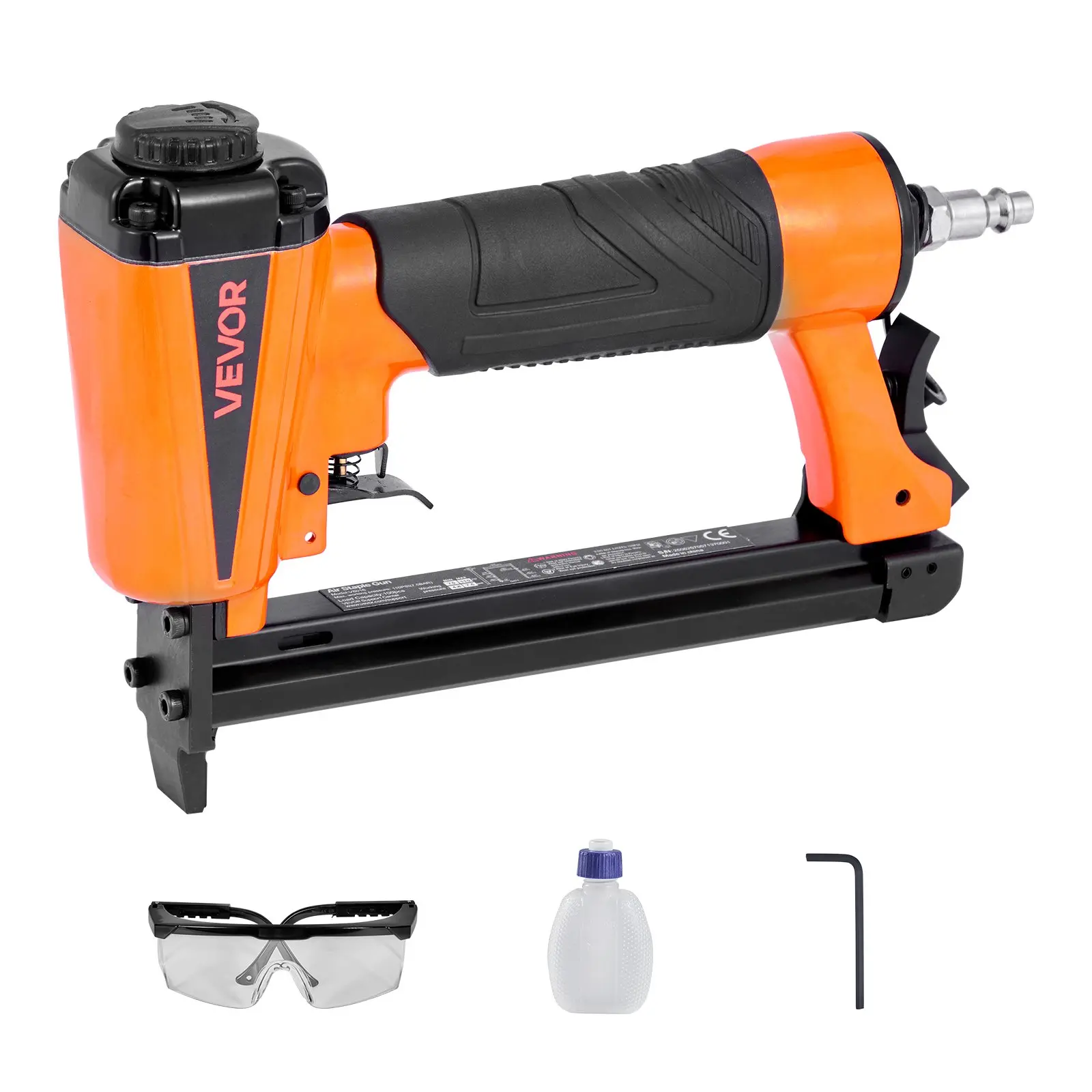 VEVOR 21-Gauge Pneumatic Staple Gun, 80 Series 1/2-Inch Crown 1/4"-5/8" Length Staples Compatibility, 70-110 PSI Air Stapler for Woodwork, Upholstering, DIY Projects