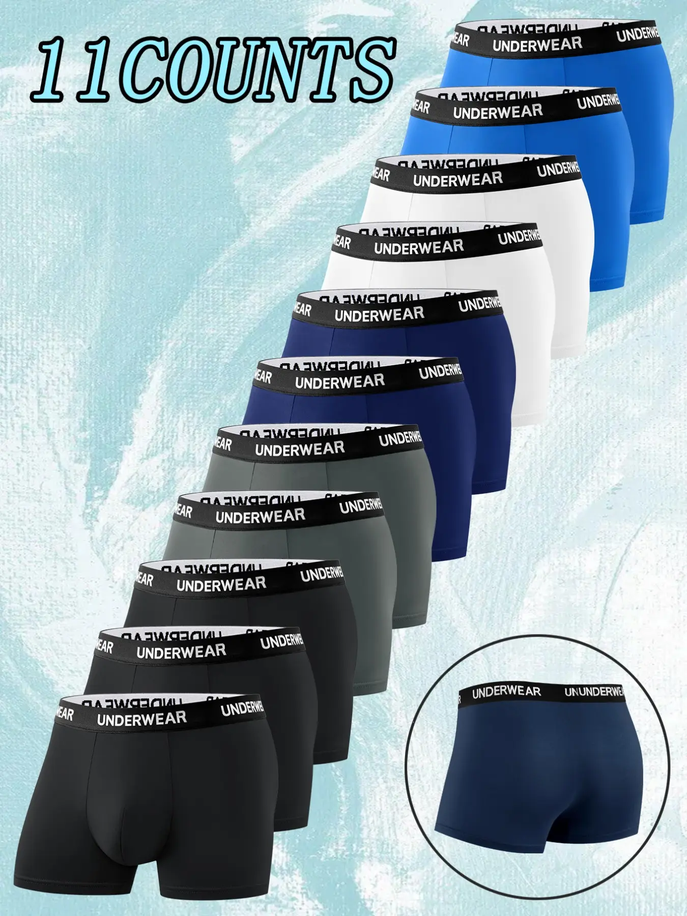 11 pcs men's Solid color leisure flat cornered underwear, Soft men's underwear, Men's underwear suitable for Four Seasons and daily wear - fashionable - comfortable Men's underwears. Suitable for attending weddings, Men's innovative underwear.