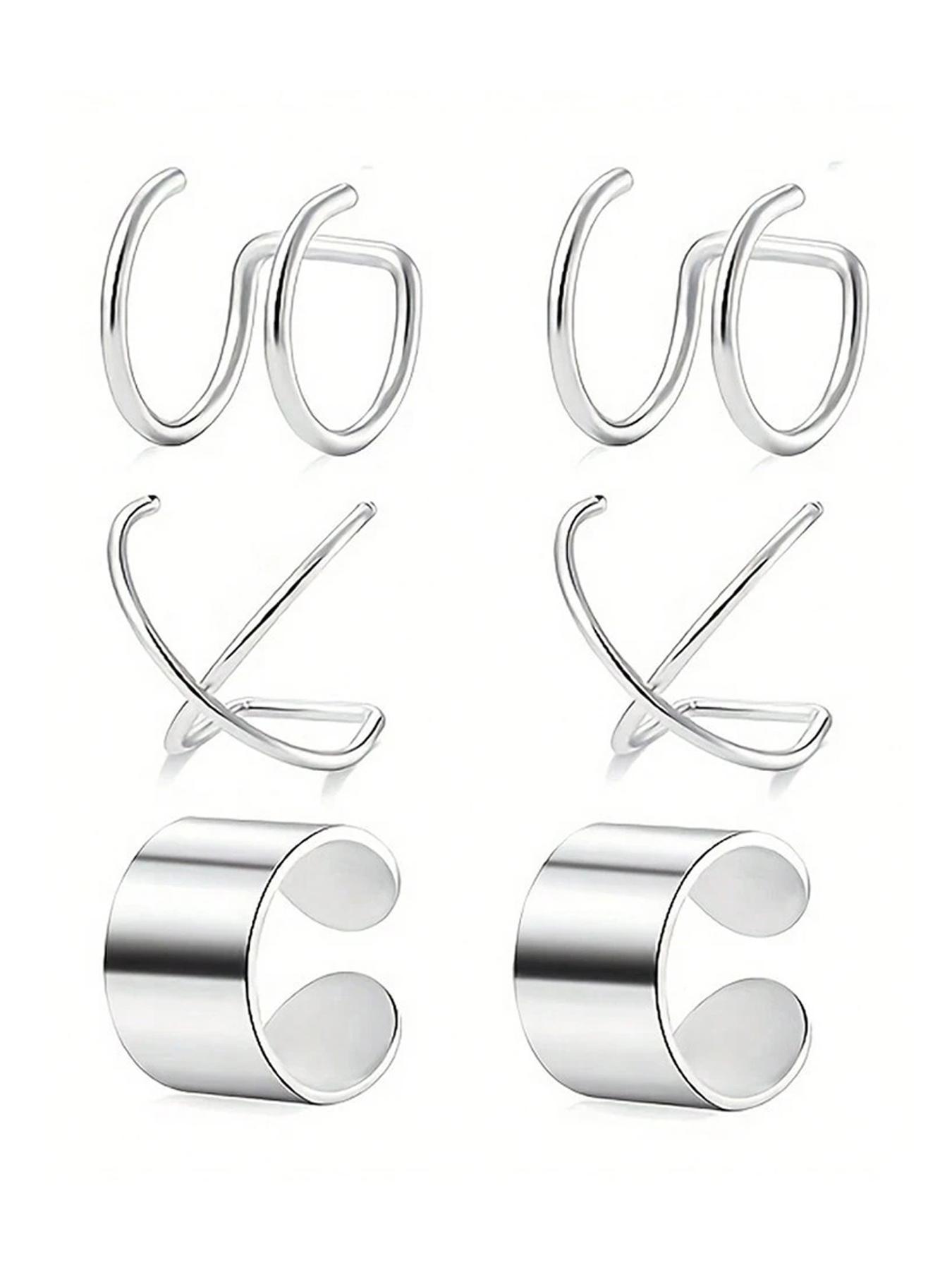 3 Pairs of Minimalist No-Pierce Clip-On Earrings, Unisex Stainless Steel Fashion Ear Plugs, Gender-Neutral Non-Piercing Accessories, Non Piercing Jewelry