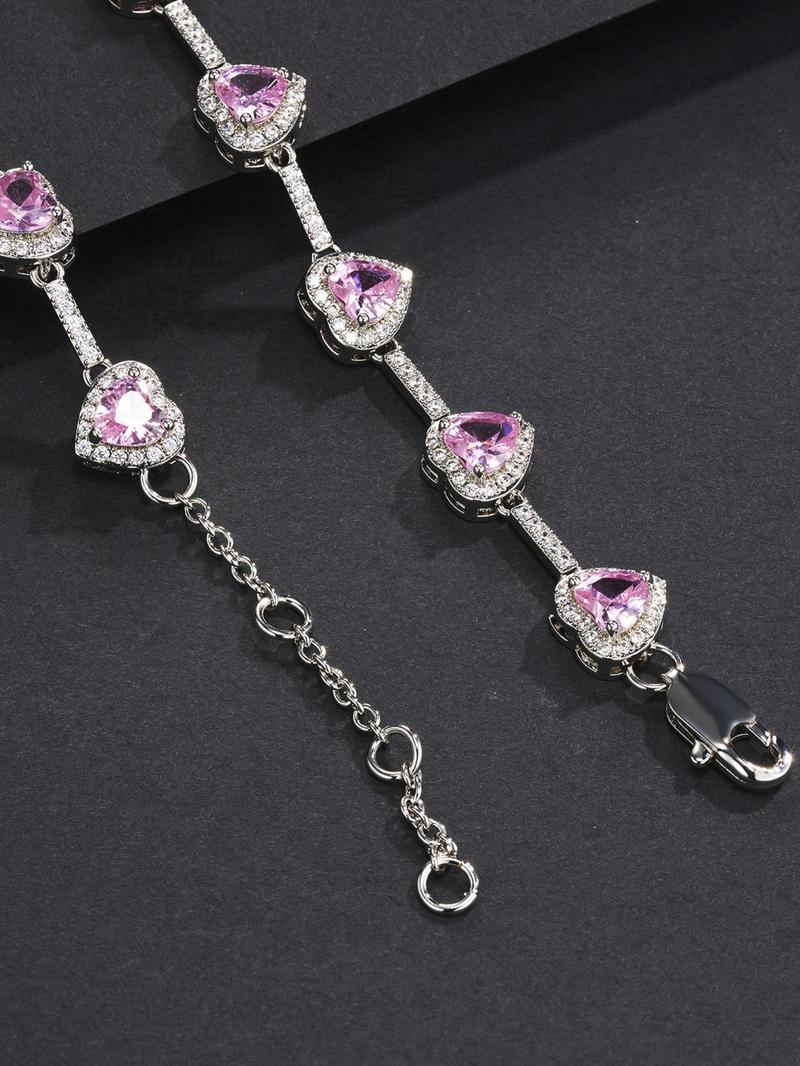 Pink Heart Design Anklet, Fashionable Adjustable Anklet for Women & Girls, Trendy All-match & Exquisite Jewelry for Birthday Gift, Fashionable Trendy Jewellery Accessories, Dainty Layered Anklet