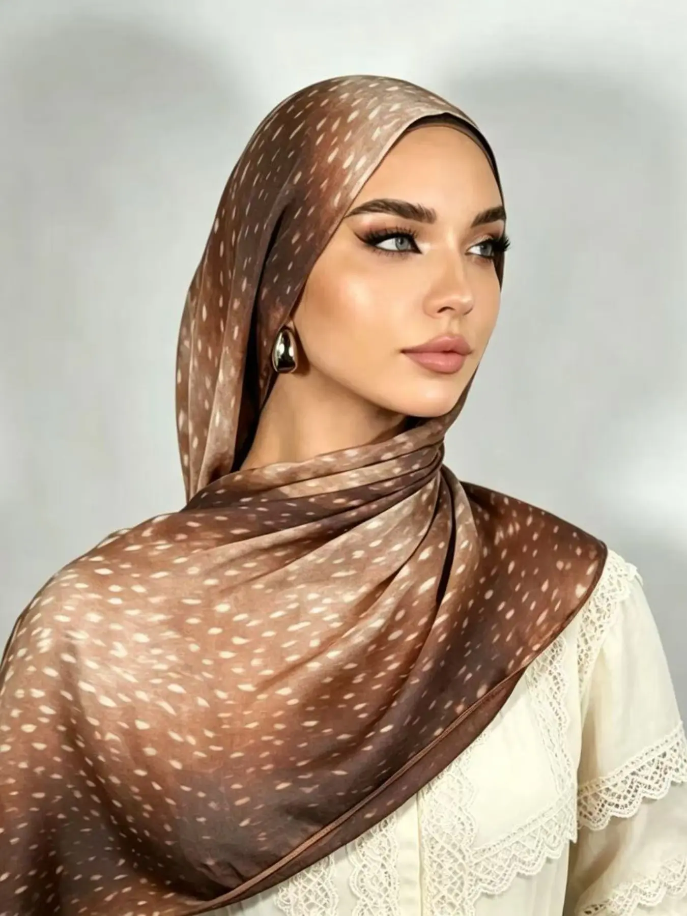 Women's Modal Fiber Scarf Shawl, Deer Pattern Print, Summer Sun Protection, Breathable Soft Lightweight, Versatile Cute Wrap