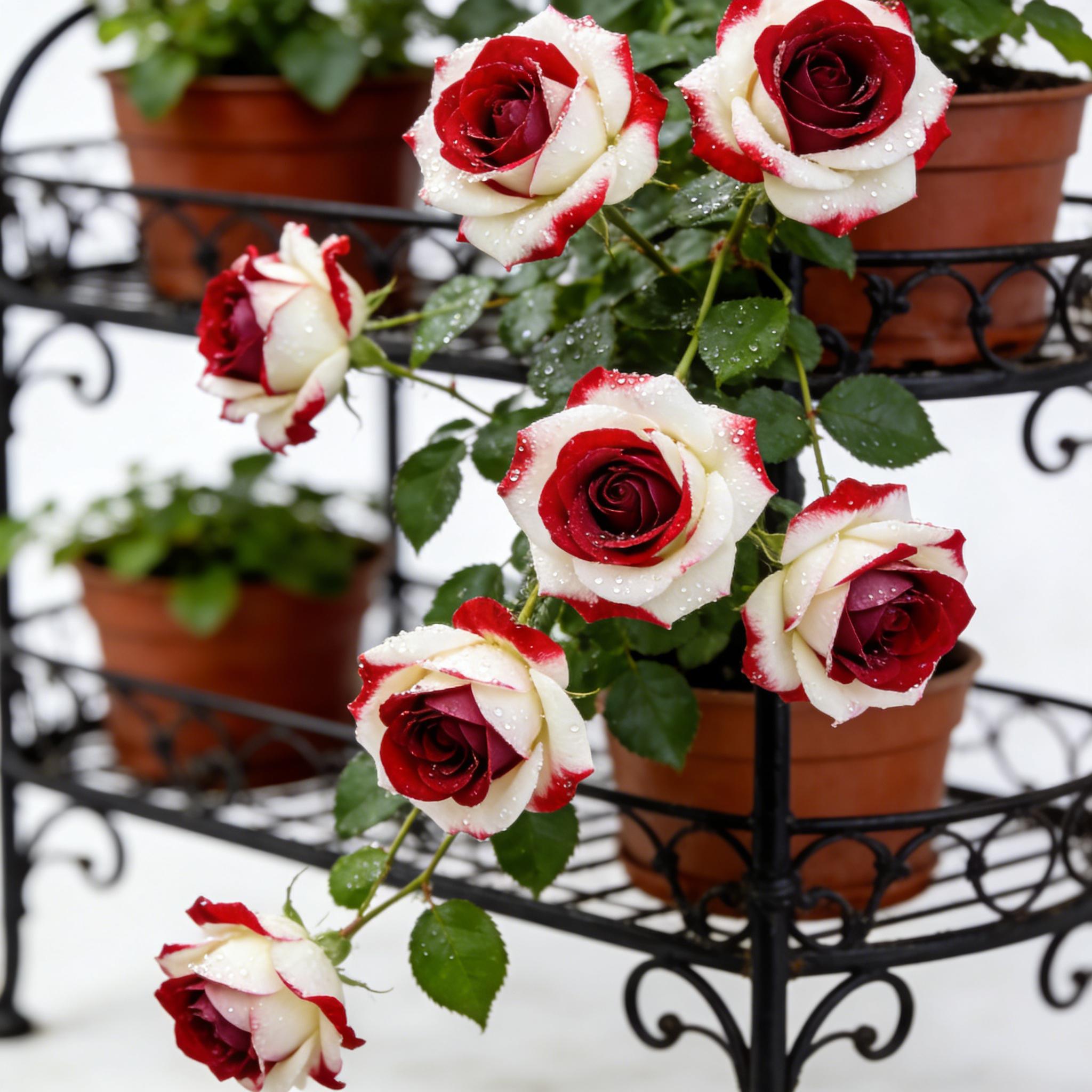 BestSellerTop300 Pcs Rare Twin Red White Rose Flower Seeds, Suitable for Small Gardens, Patios, Balconies & Indoor Cultivation, Low-Maintenance Outdoor Ornamental Flowers, Top Choice for Horticulture