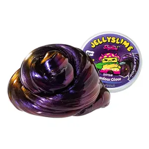 Slymu Jelly Slime Shadow Glow - Clear, Glitter, Purple, Unscented, Sensory Fidget Toys, 4 oz, Stress Relief, ASMR, Crisp Texture, Party Favors for Kids, Birthday Gifts for Girls and Boys, Goodie Bag Stuffers