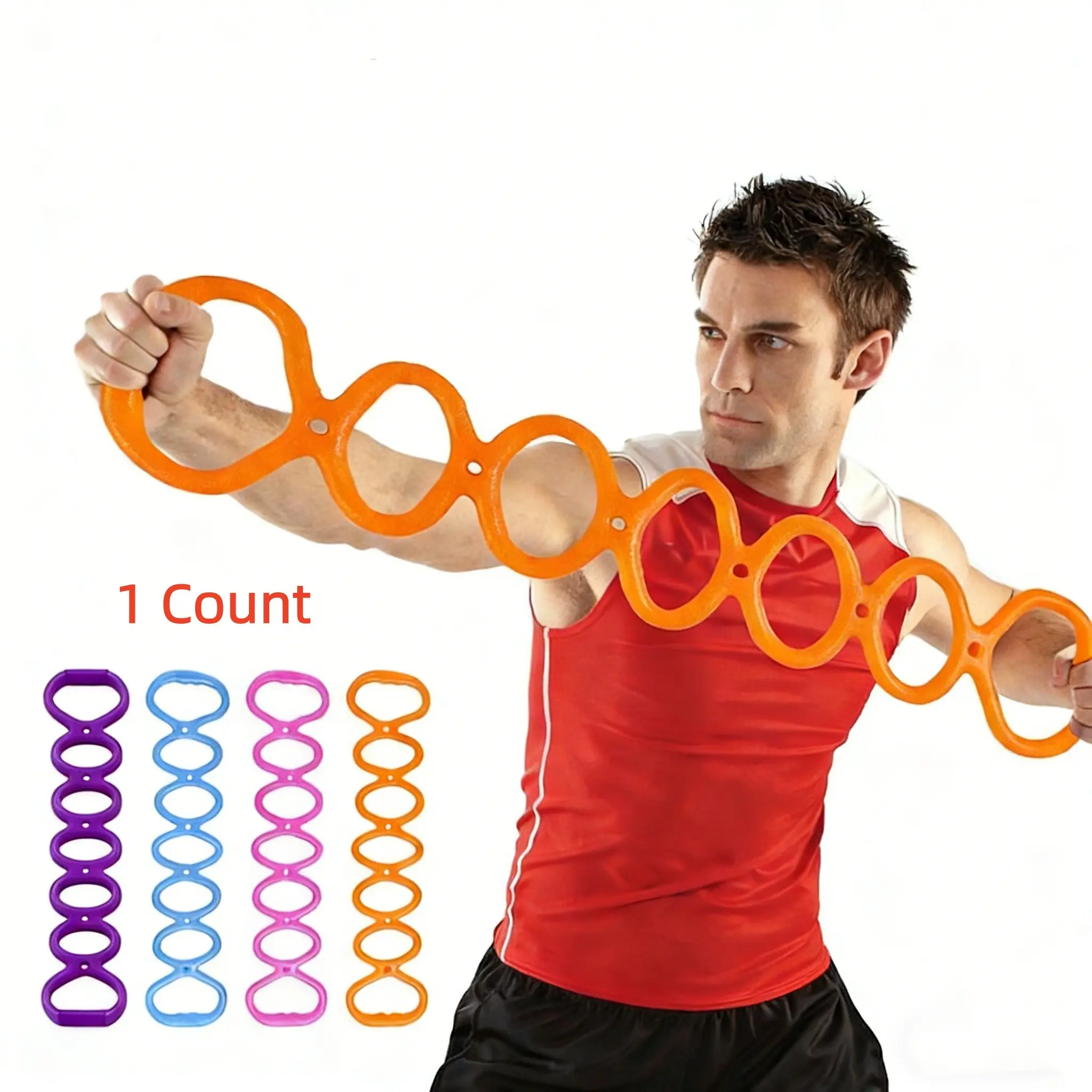TPR 7 Ring Resistance Band Adjustable Tension Non Slip Chest Shoulder Back Toning for Home Gym Travel Office Physical Therapy Posture Correction Portable Latex Free