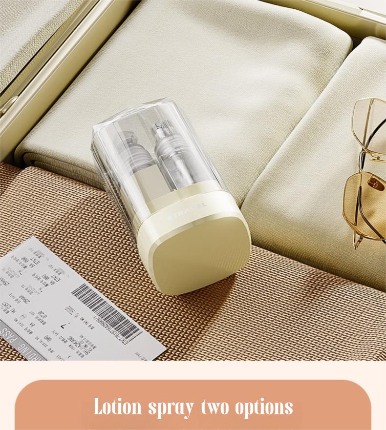 4-in-1 Travel Dispenser Bottle for Toiletries Portable Cosmetic Shampoo Storage Lotion Compact Plastic Container Wholesale Easy Press Smooth Flow