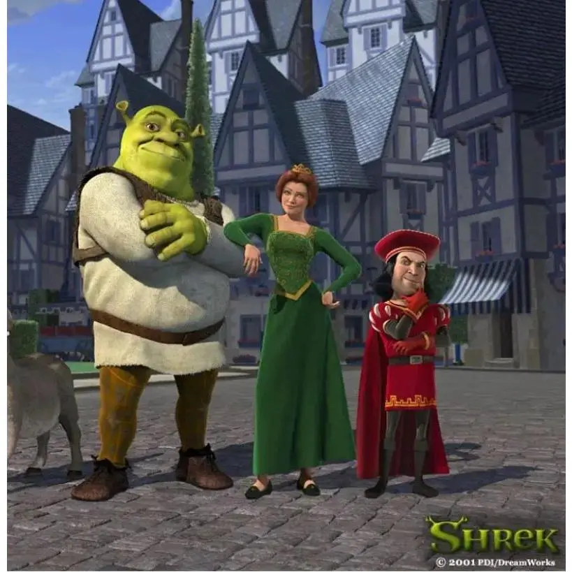 Anime Monster Shrek Fiona Princess Cosplay Costume Set Green Long Sleeves Outfits Wig Headwear Dress Set Stage Halloweem Party