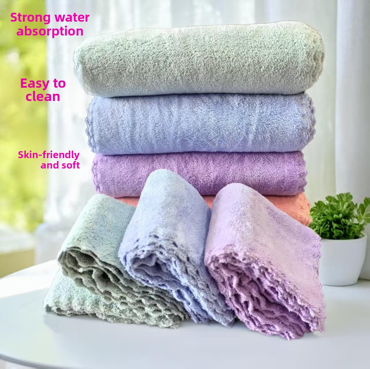 Light purple coral fleece dishcloth, bamboo fiber absorbent thickened cationic cleaning cloth, kitchen lazy cloth
