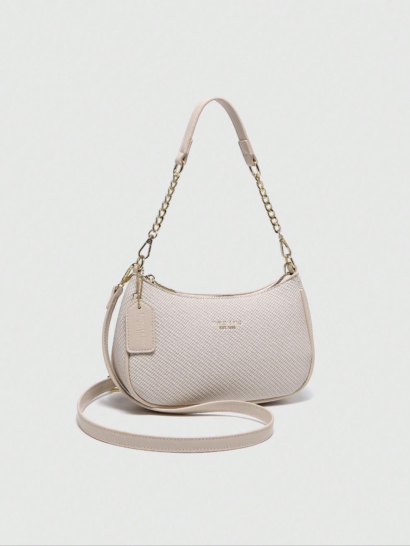 Women's Solid Color Chain Strap Bag, Fashionable Shoulder Bag for Daily Used, Casual Trendy Versatile High-quality Daily Commuting, Girl Fashionable Shopping Convertible Shoulder Bag