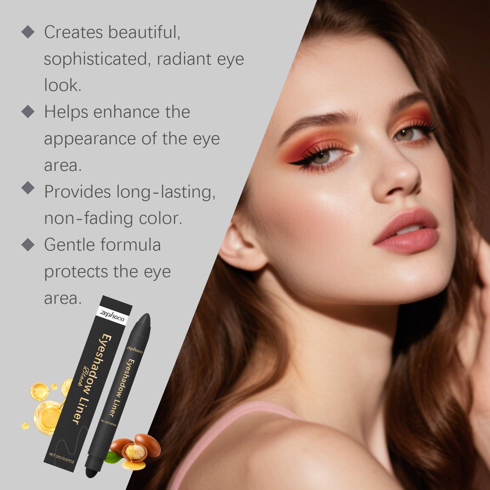 zephoco Black Two-In-One Eyeliner Pen Is Smooth And Silky, Naturally Color-Matching For Various Eye Makeup Occasions, And Easy To Use For Beginners