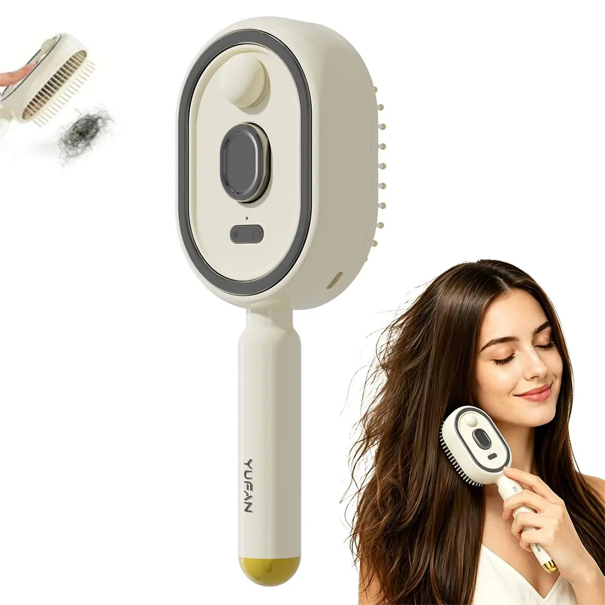Electric Spray Air Cushion Massage Comb – 5-in-1 Detangling Hair Brush with Self-Cleaning, Anti-Static, Essential Oil Mist, Rechargeable, Anti-Tangle Volumizing Aromatherapy Hair Care Tool for Women