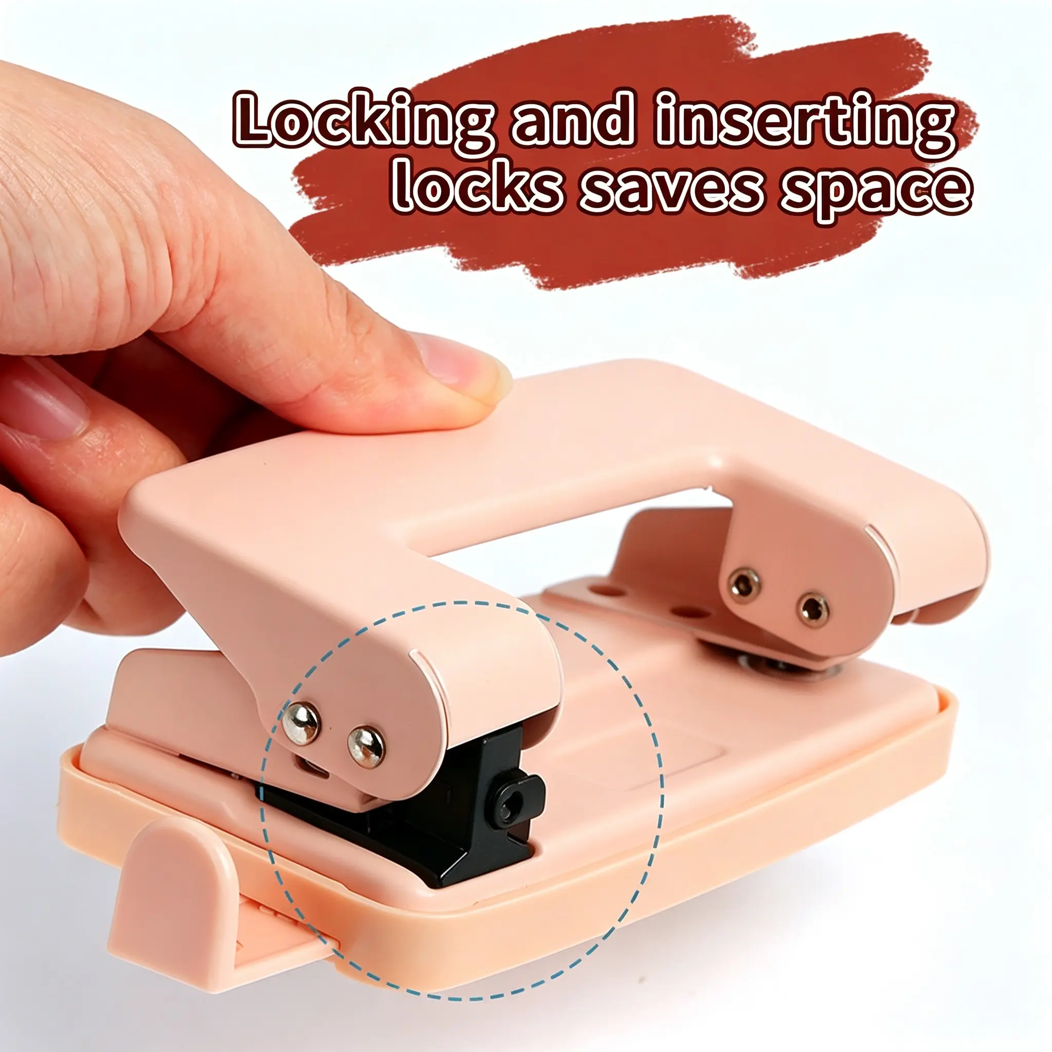 Double Hole Puncher Desktop Punch Machine, Manual Two-Hole Binder Ring Puncher, Portable Office Supply for Students and Offices