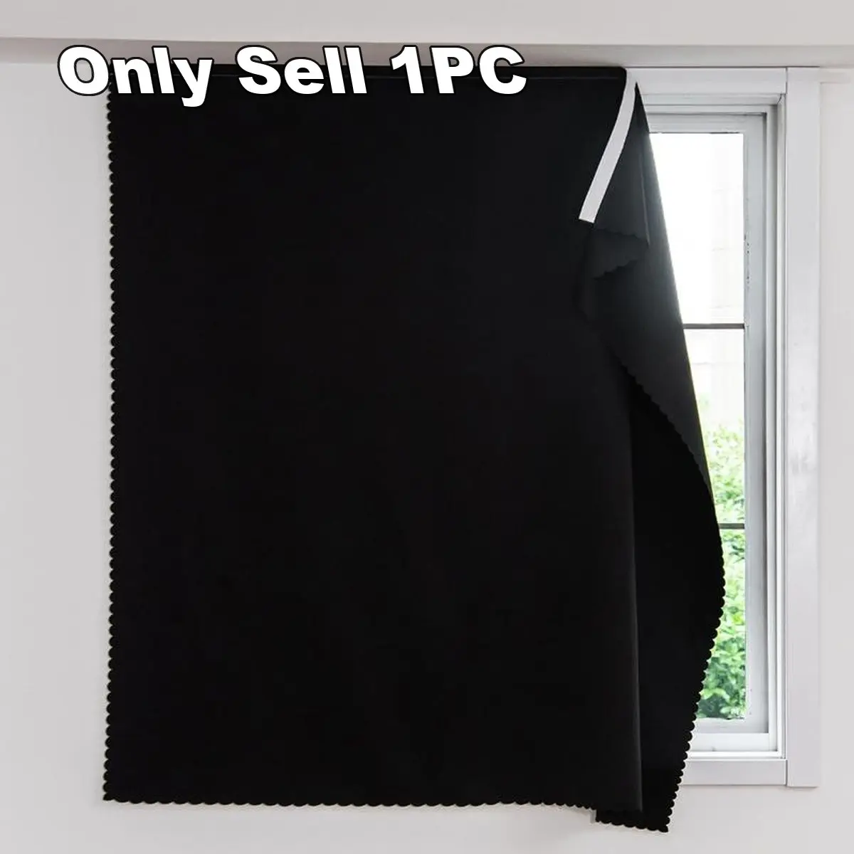 1pc 100% Blackout Curtain, Self-Adhesive, No Drilling Required, Sunlight Blocking, Heat Insulation, Privacy Curtains