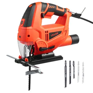 VEVOR Jig Saw, 6.5 Amp, 3000 SPM Blade Speed, Electric Jigsaw with 6 pcs Blades, LED Light, 6 Variable Speed, 0- 45° Bevel Cuts, 4 Orbital Settings for Straight/Circle Cutting, for Wood and Metal
