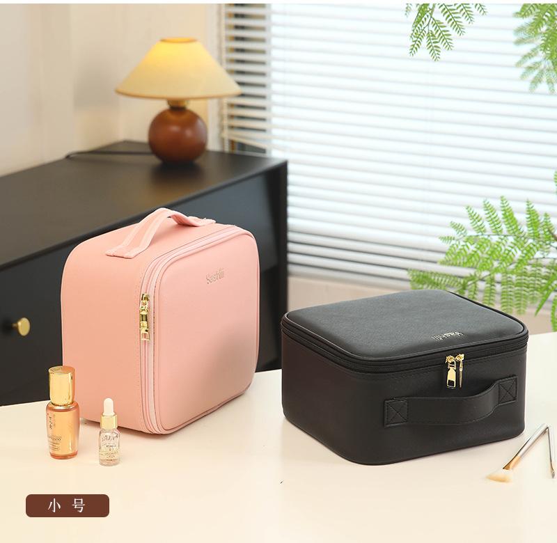 Internet Celebrity LED Makeup Case with Light and Mirror, Portable LED Makeup Bag with Large Capacity, Multifunctional Cosmetic Storage Organizer for Travel and Daily Use, Adjustable Light Makeup Box