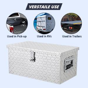 GARVEE 20 Inch Heavy Duty Aluminum Tool Box with Lock and Keys, Waterproof Storage Organizer for Truck Bed, RV, and Van, Features Sliding Shelf and Side Handle for Easy Access and Durability.