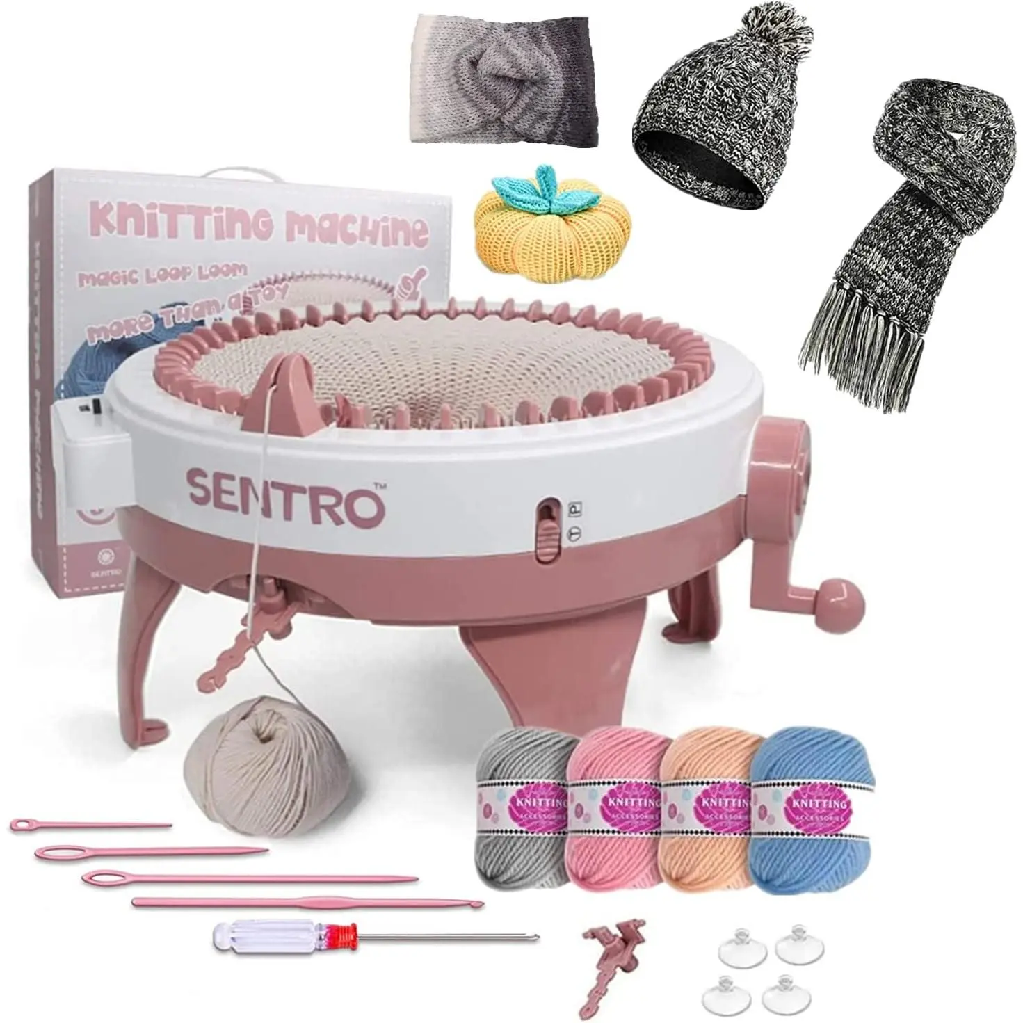 SENTRO Knitting Machine 48 ,  Weaving Loom with Row Counter, DIY Rotating Double Loom for Adults and