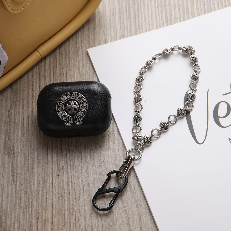 Retro PU Leather Earbud Case With Cross Charm Cool Protective Cover Compatible with Wireless Earbuds Pro 2 Pro 3