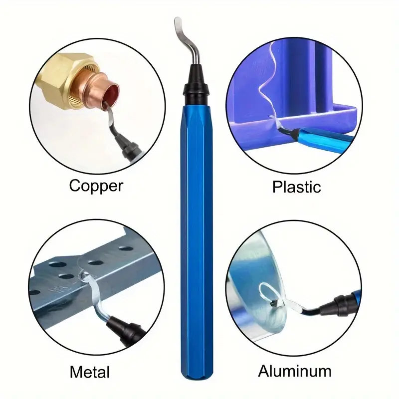 11 Pcs Deburring Tool Set with 360 Degree Rotary Steel Handle, Burr Remover for Metal Resin Plastic Wood, 3D Printing DIY Craft Edge Trimming, Hand Deburring Kit for DIY Enthusiasts and Hobbyists