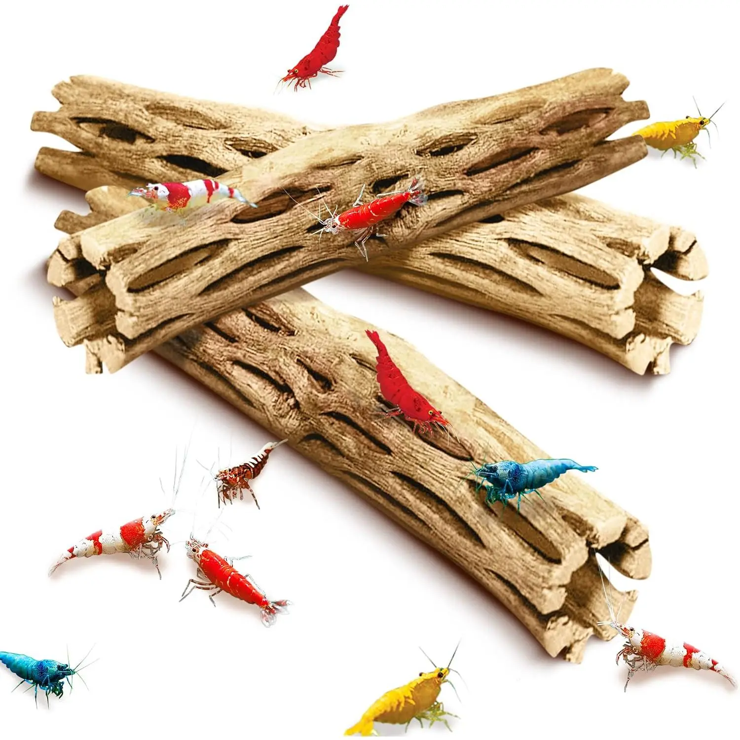 Cholla , 6” Climbing Logs,  , Aquarium Fish, , and Shrimp Driftwood, Tropical Freshwater Fish Décor, Adds  Beauty, 3 Pack
